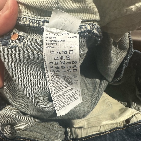 AllSaints Cigarette Slim Tapered Jeans W32 L30 Dark Wash - Picture 8 of 9